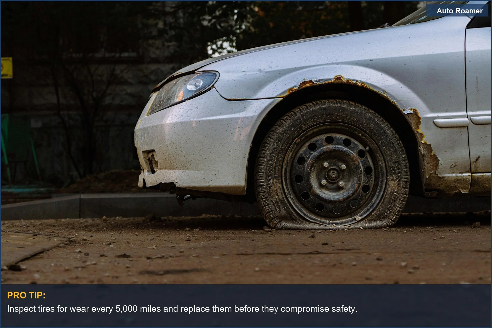 Rusted car with flat tire on Moscow street, representing long-term car ownership challenges.