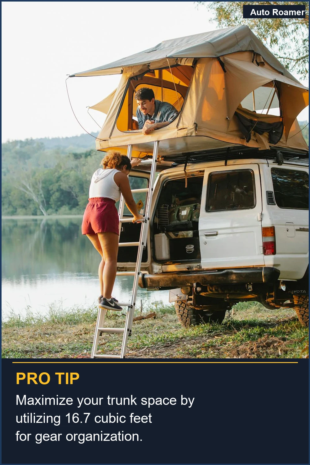 Maximize your trunk space by utilizing 16.7 cubic feet for gear organization.