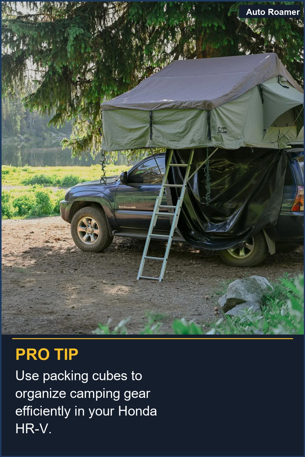 Use packing cubes to organize camping gear efficiently in your Honda HR-V.