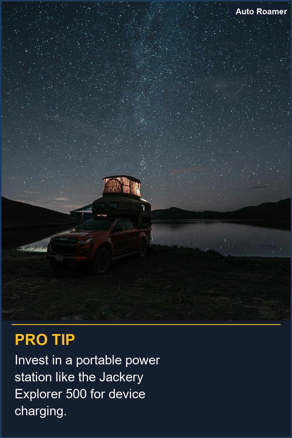 Invest in a portable power station like the Jackery Explorer 500 for device charging.