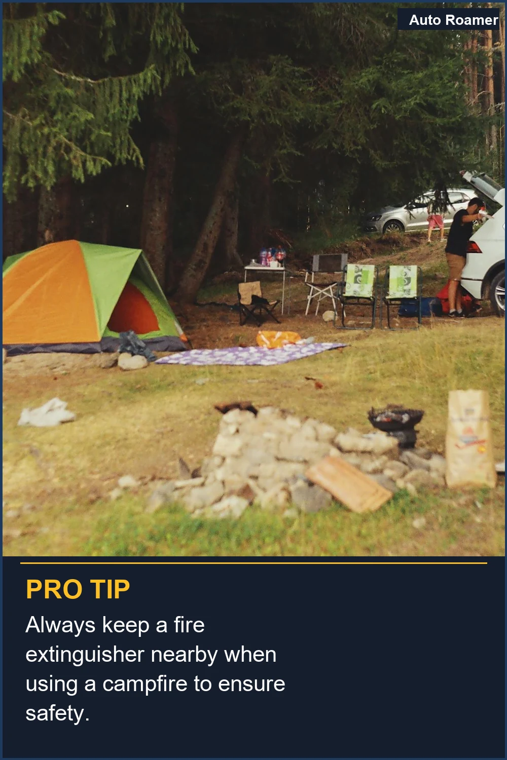 Always keep a fire extinguisher nearby when using a campfire to ensure safety.