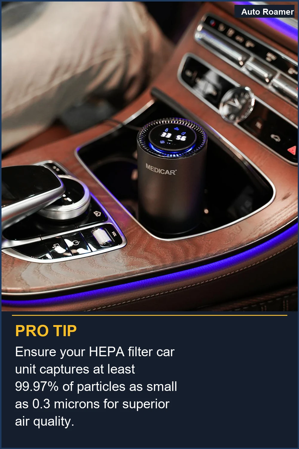 Ensure your HEPA filter car unit captures at least 99.97% of particles as small as 0.3 microns for superior air quality.