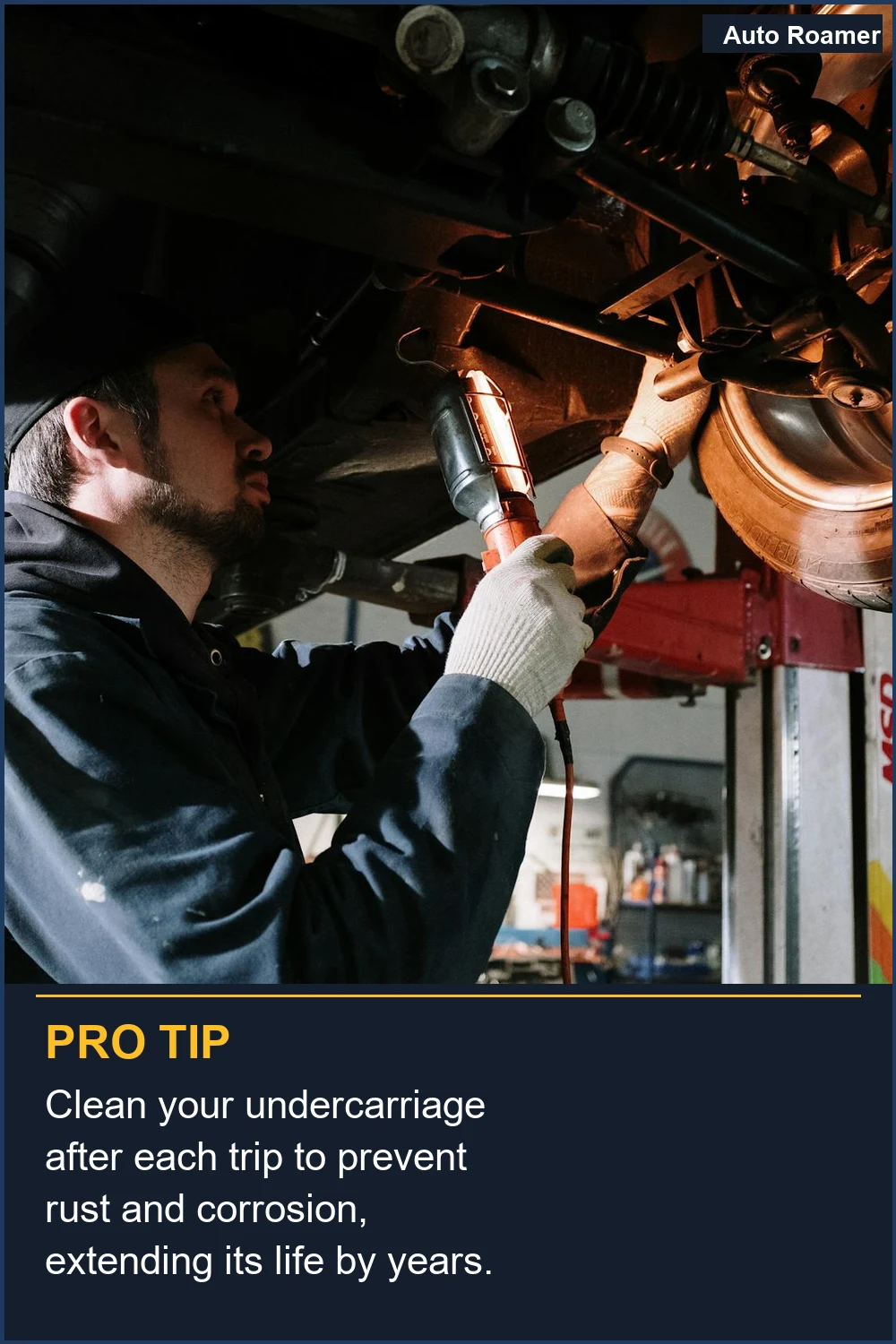 Clean your undercarriage after each trip to prevent rust and corrosion, extending its life by years.