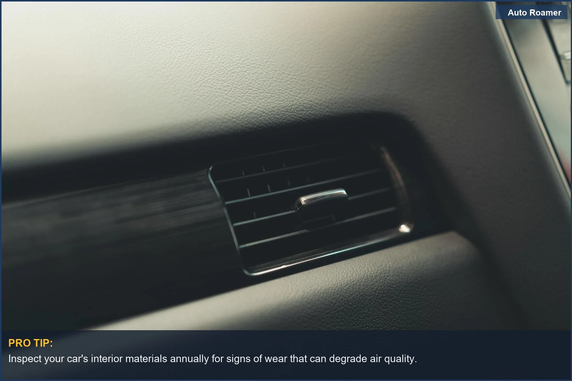 Close-up of car air vent texture revealing how interior materials impact vehicle air quality.