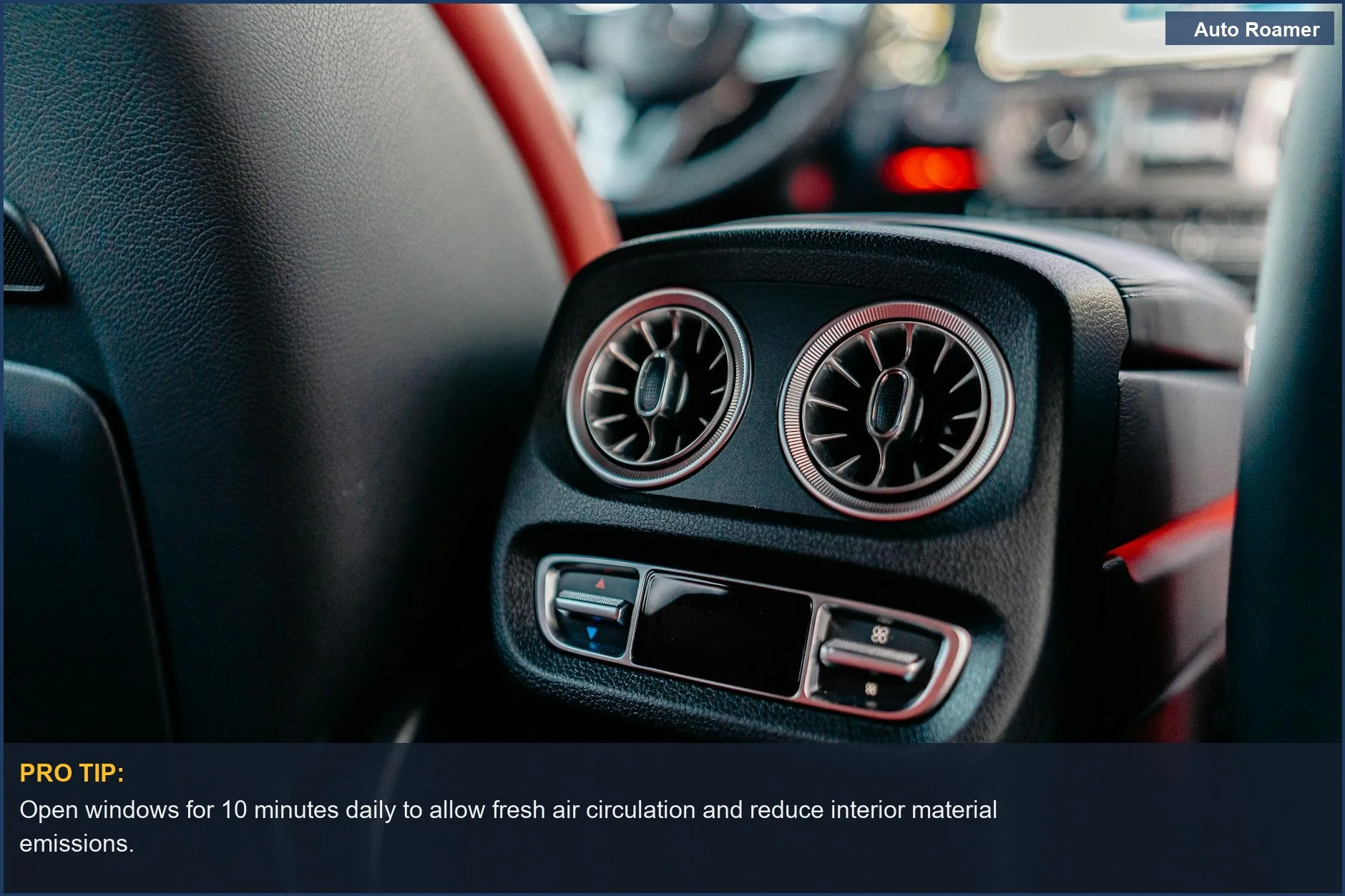 Luxury car AC vents and climate controls demonstrate how interior materials influence car air quality.