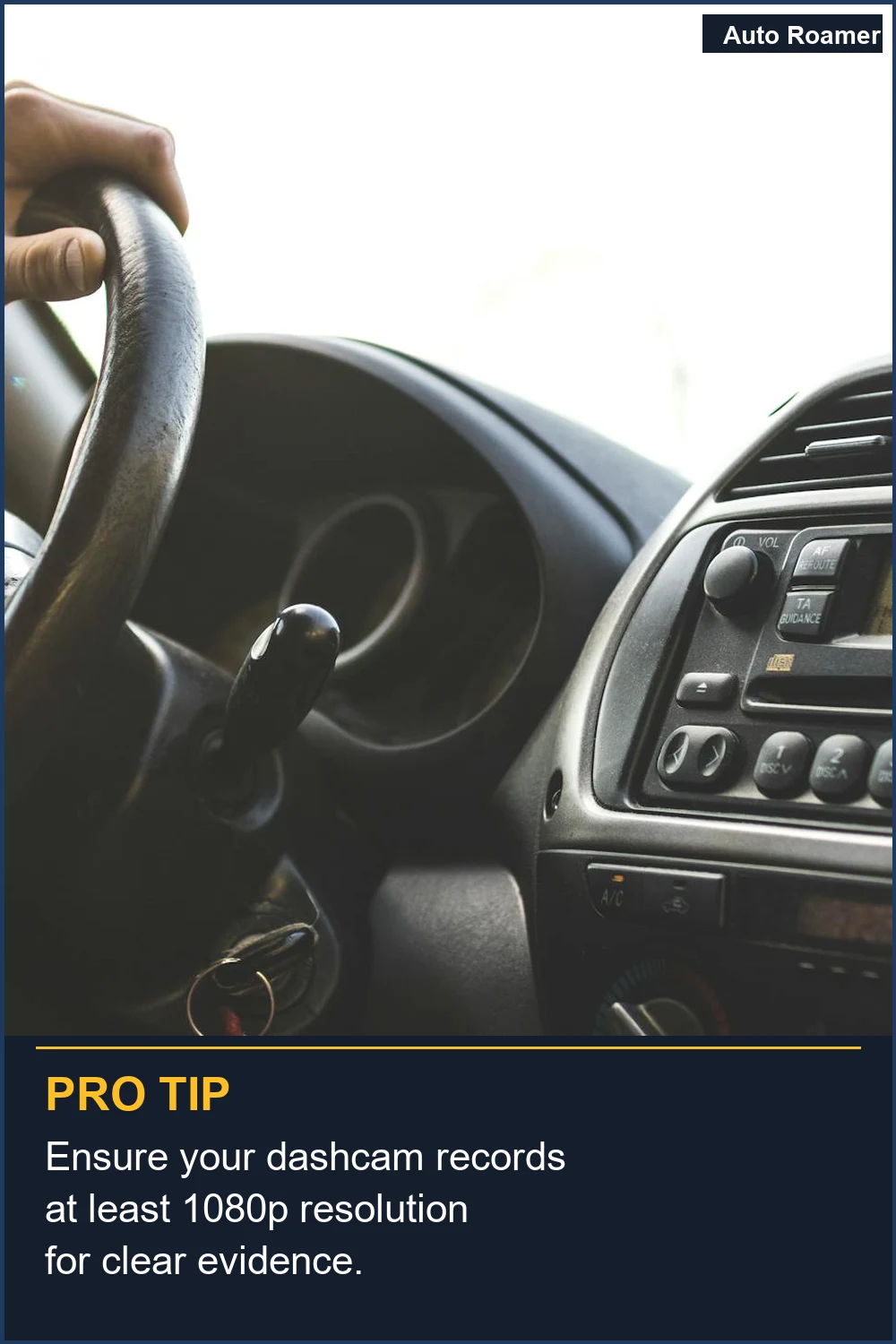 Asegúrate de que tu dashcam grabe al menos en resolución 1080p para obtener pruebas claras.