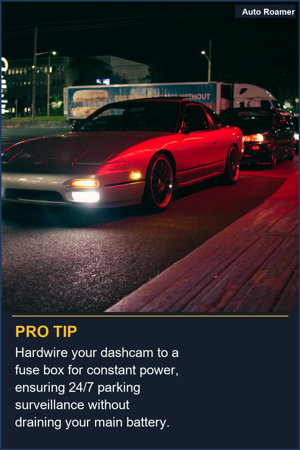 Hardwire your dashcam to a fuse box for constant power, ensuring 24/7 parking surveillance without draining your main battery.