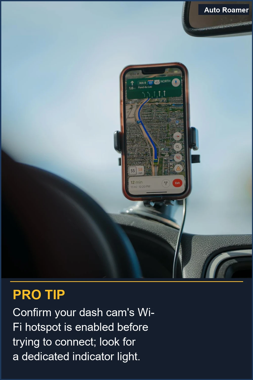 Confirm your dash cam's Wi-Fi hotspot is enabled before trying to connect; look for a dedicated indicator light.