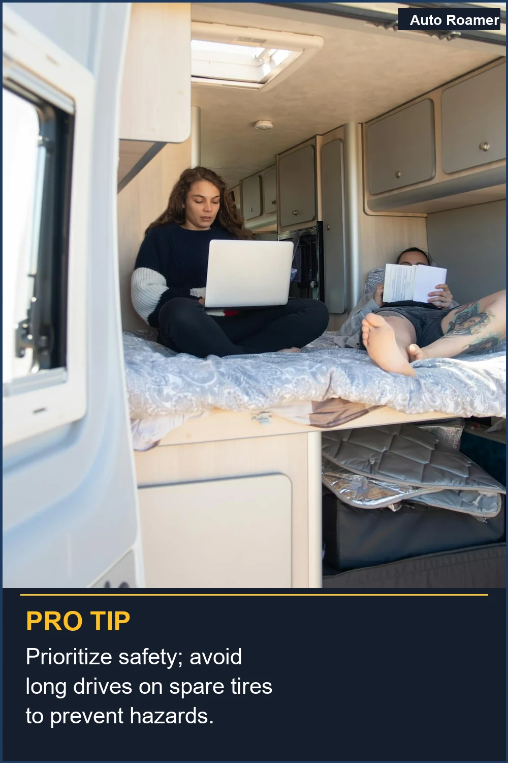 Prioritize safety; avoid long drives on spare tires to prevent hazards.