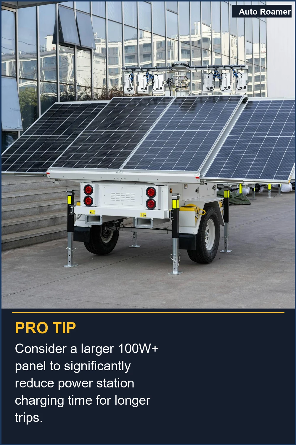 Consider a larger 100W+ panel to significantly reduce power station charging time for longer trips.