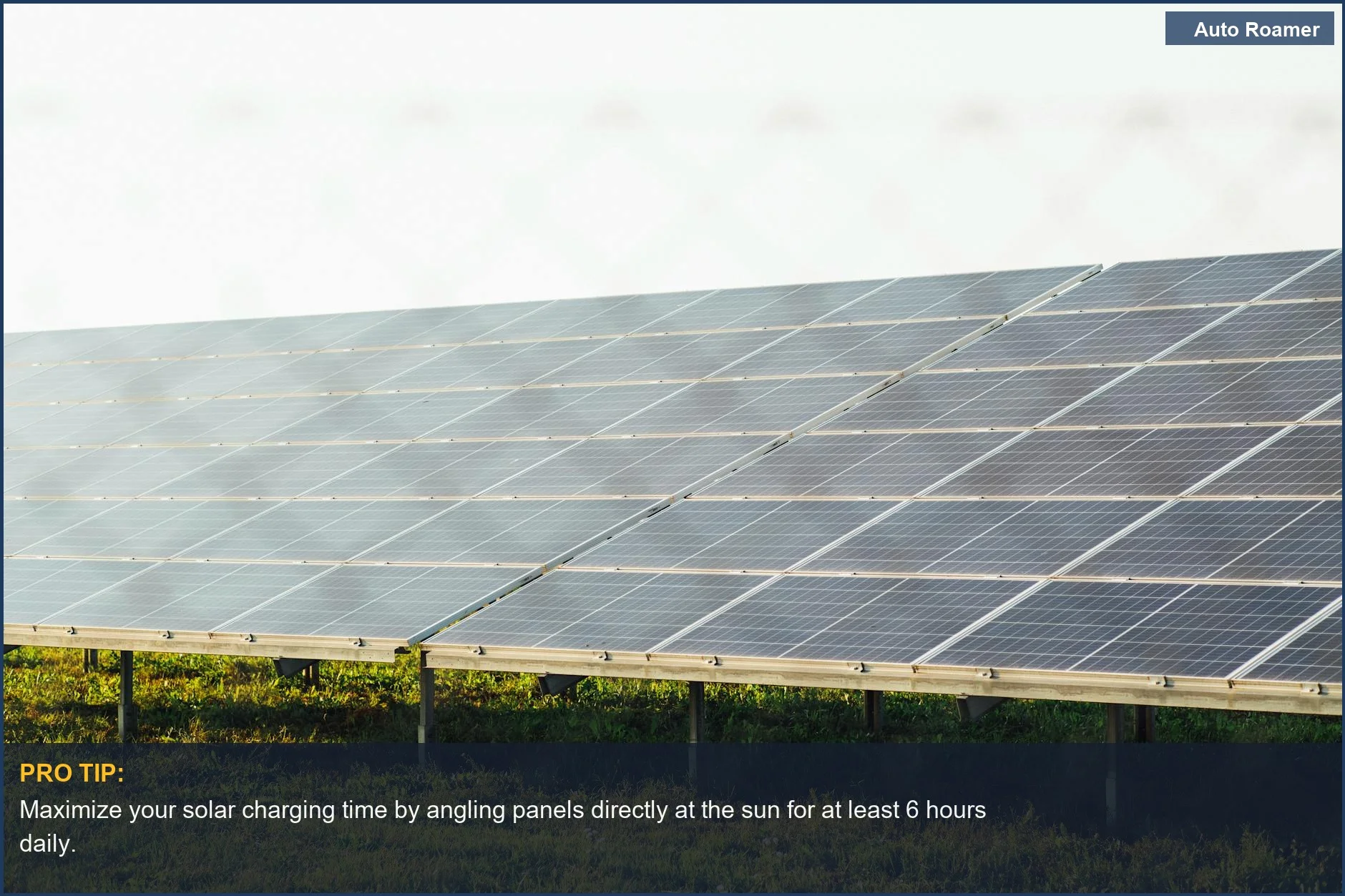 Expansive solar panel array in a sunny field, demonstrating efficient power station charging.