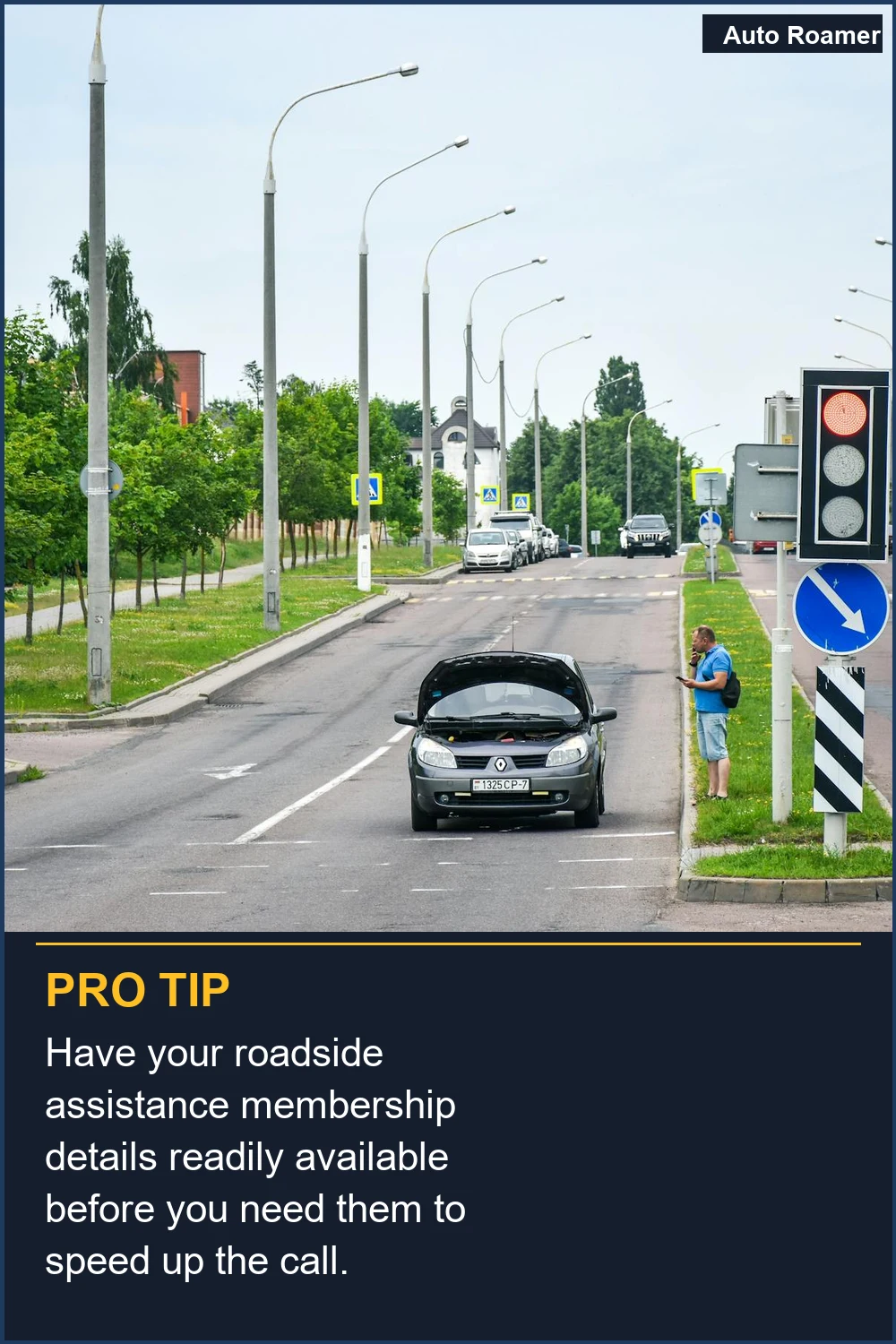 Have your roadside assistance membership details readily available before you need them to speed up the call.