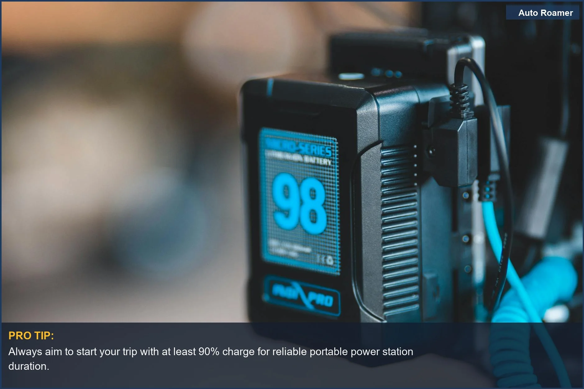 High-capacity portable power station showing 98 percent charge, highlighting portable power station duration.