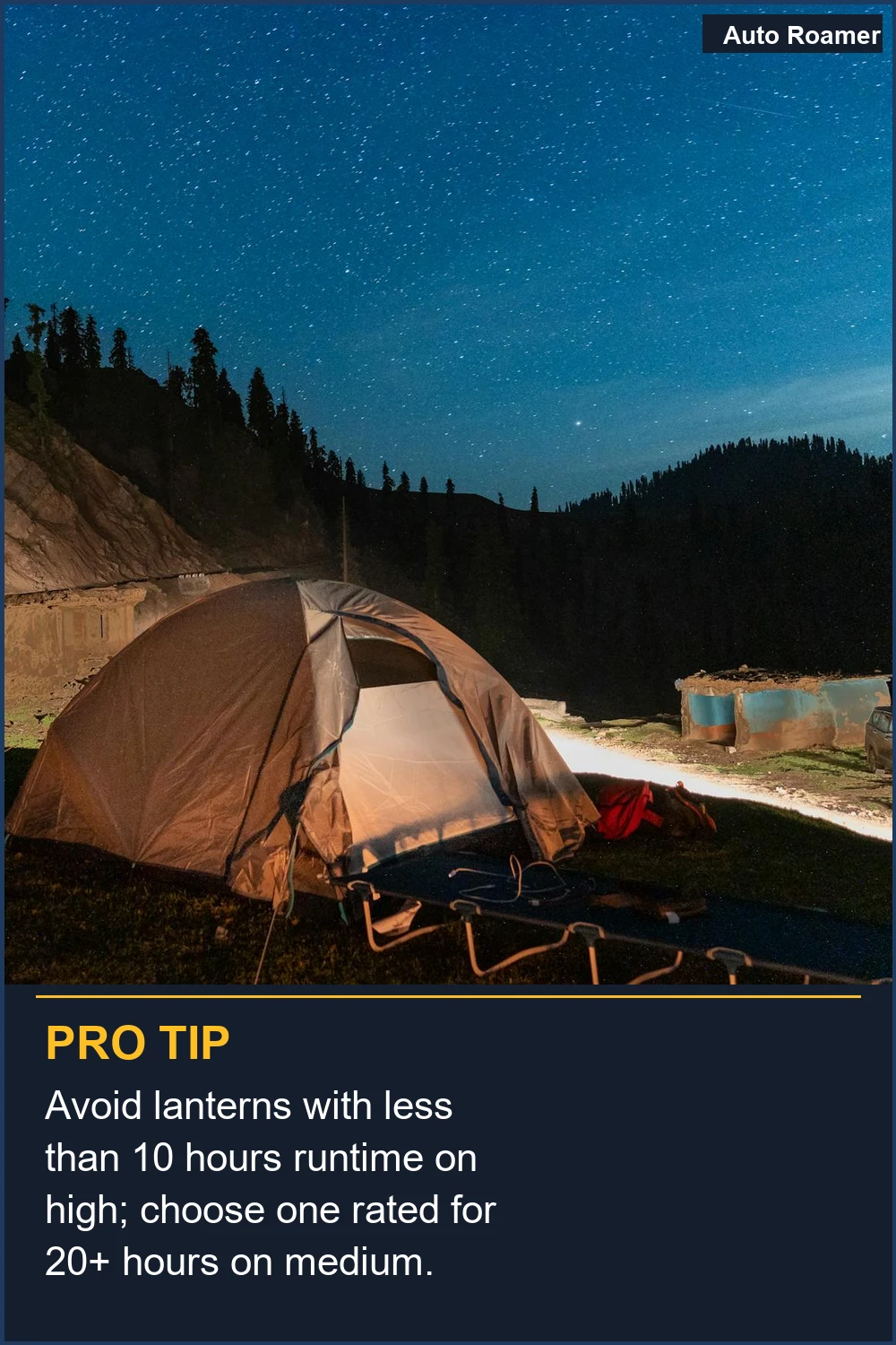 Avoid lanterns with less than 10 hours runtime on high; choose one rated for 20+ hours on medium.