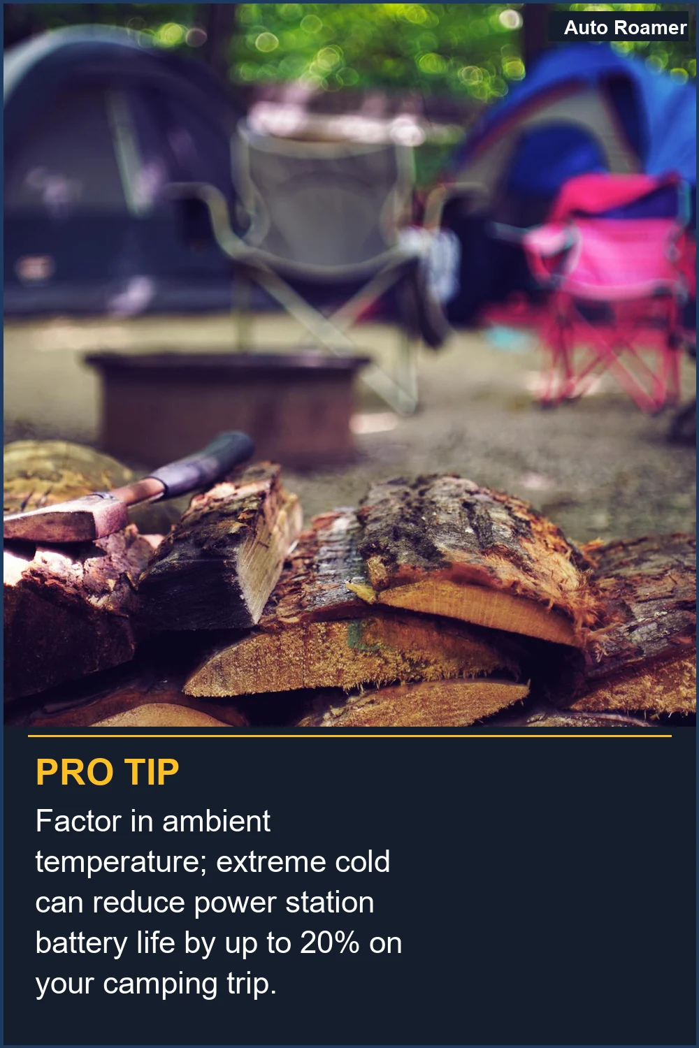 Factor in ambient temperature; extreme cold can reduce power station battery life by up to 20% on your camping trip.