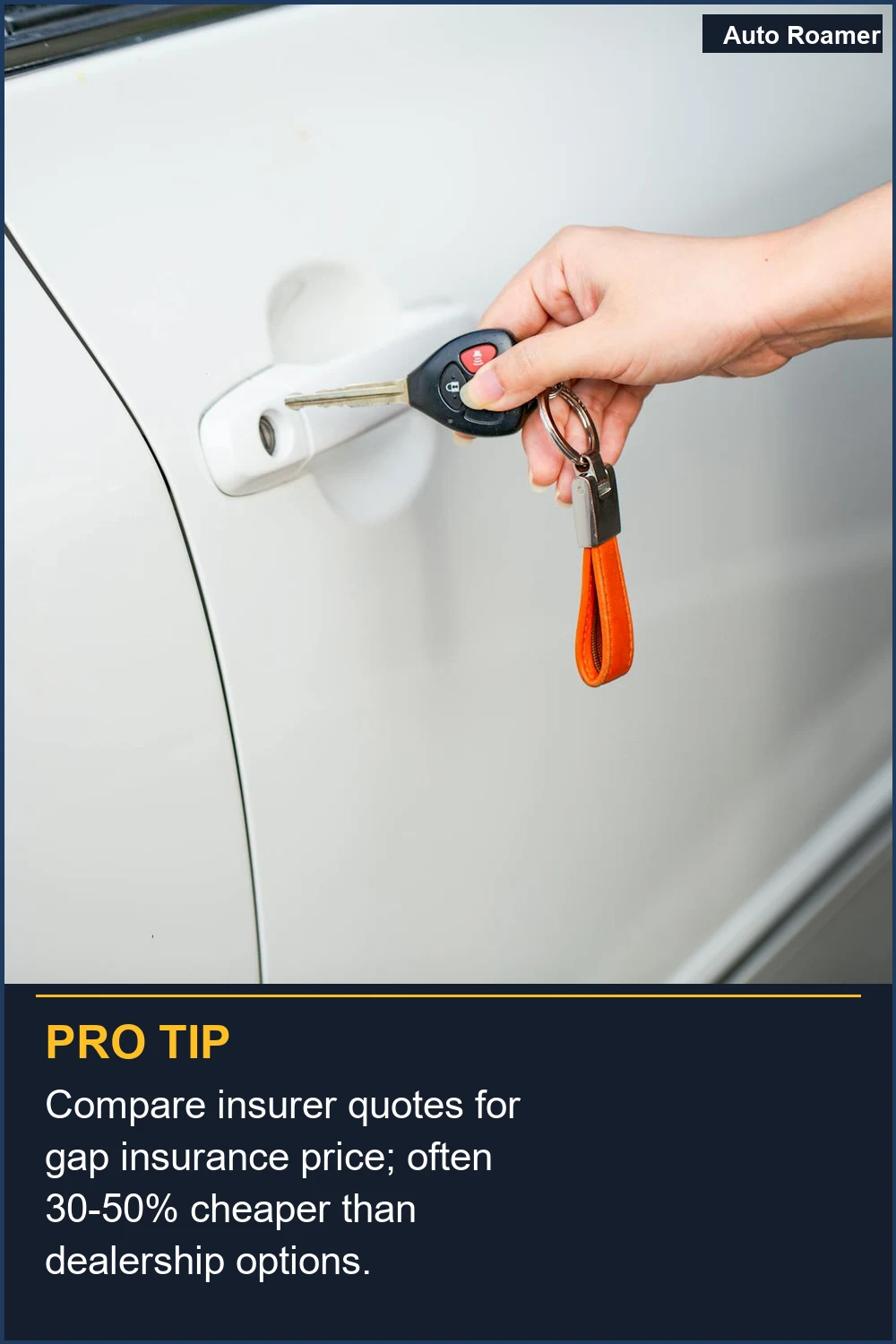 Compare insurer quotes for gap insurance price; often 30-50% cheaper than dealership options.