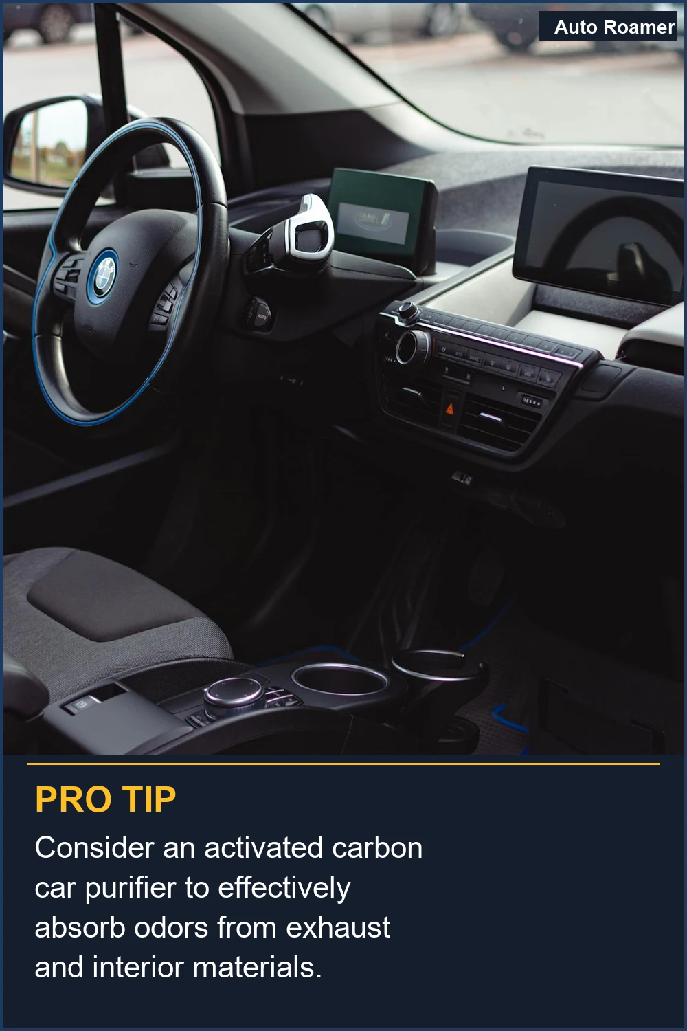 Consider an activated carbon car purifier to effectively absorb odors from exhaust and interior materials.
