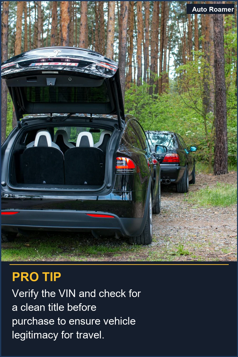 Verify the VIN and check for a clean title before purchase to ensure vehicle legitimacy for travel.