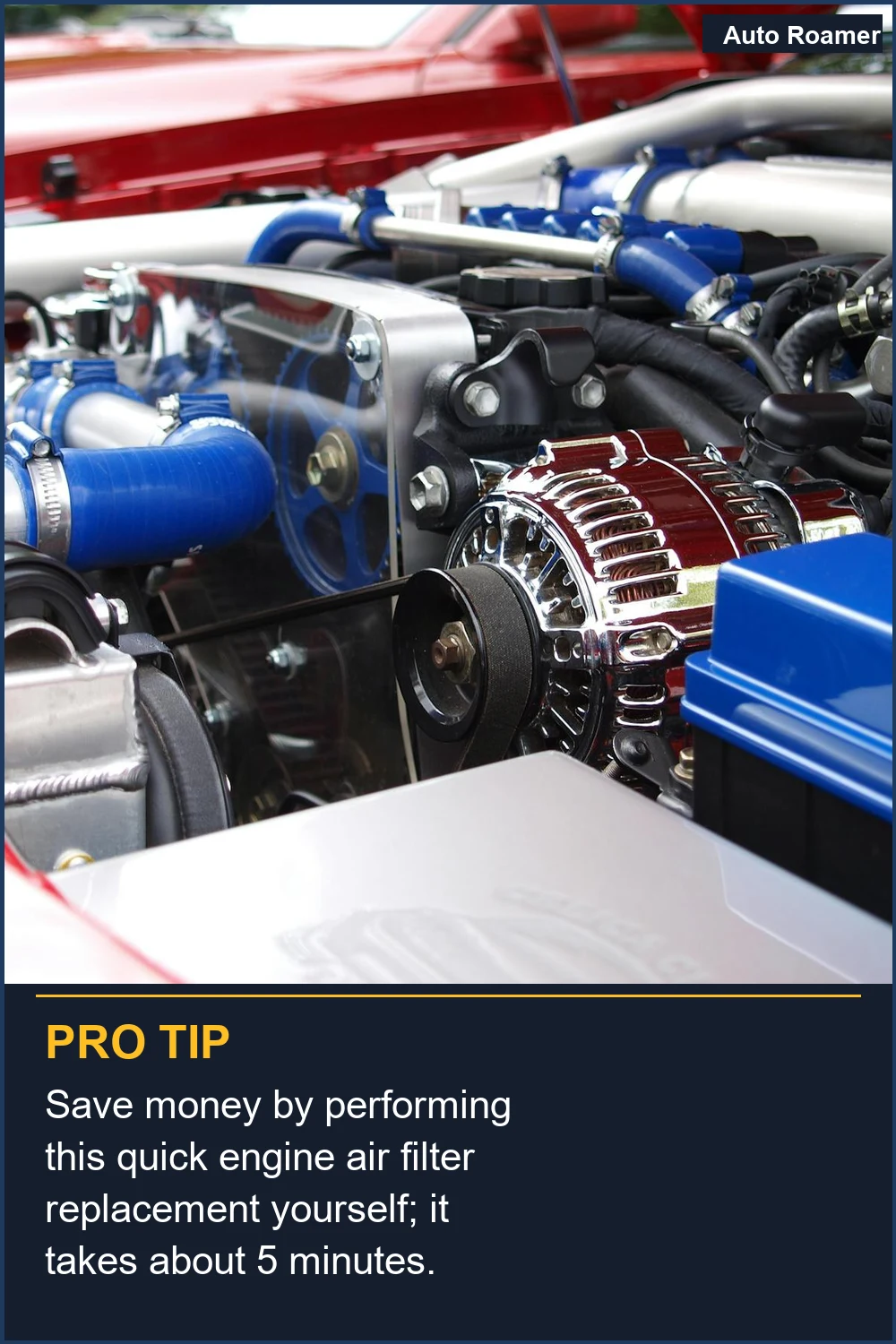 Save money by performing this quick engine air filter replacement yourself; it takes about 5 minutes.