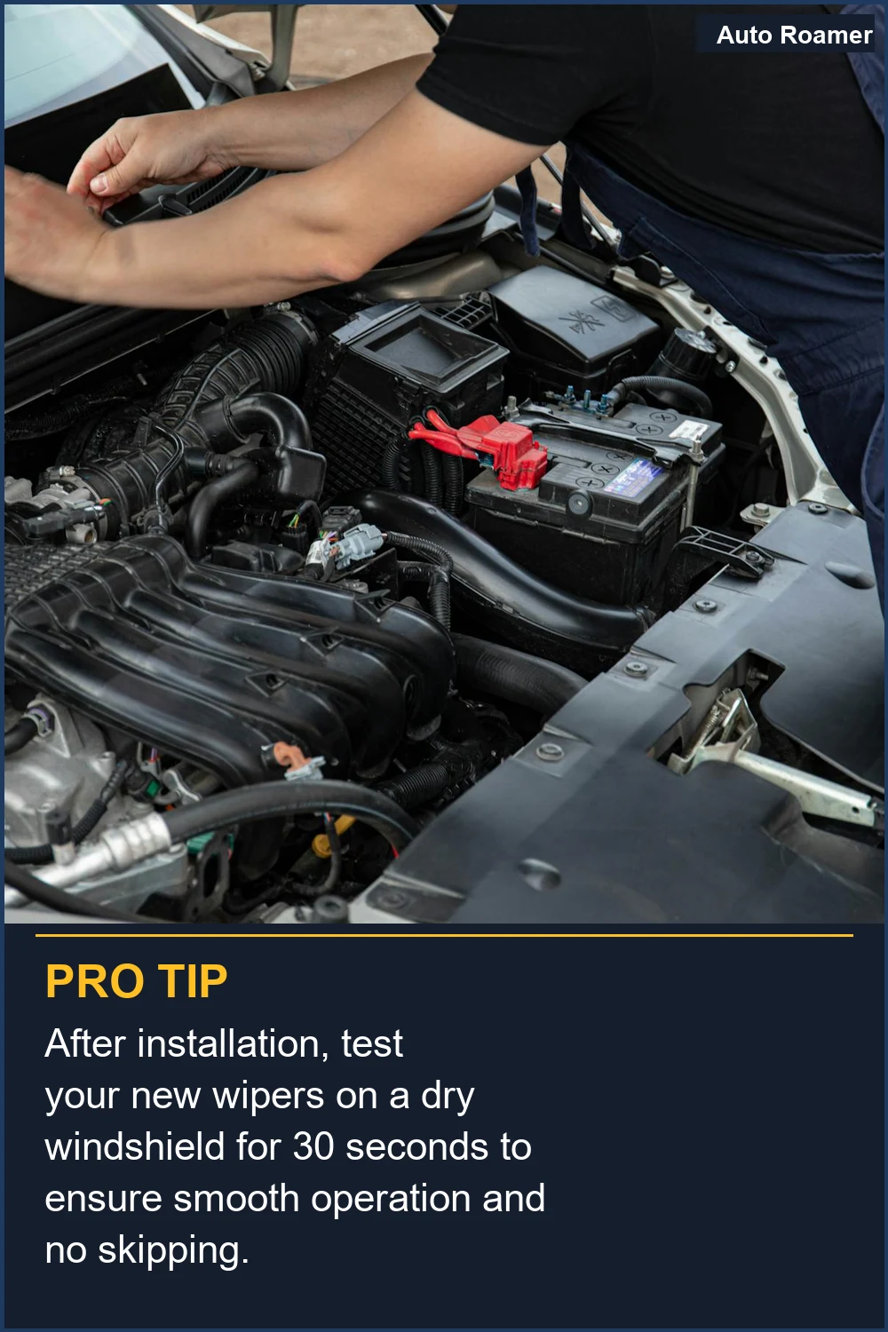 After installation, test your new wipers on a dry windshield for 30 seconds to ensure smooth operation and no skipping.