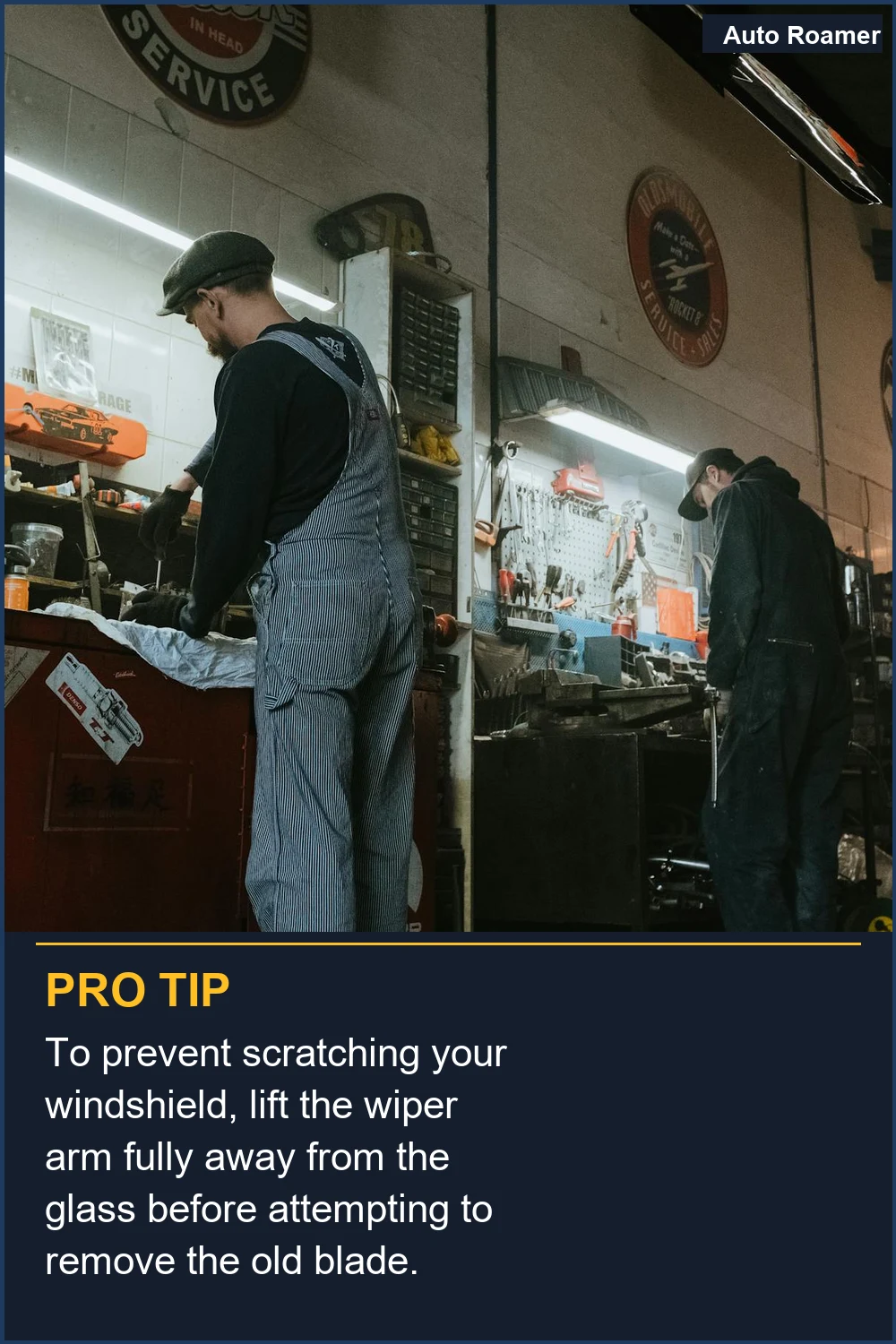 To prevent scratching your windshield, lift the wiper arm fully away from the glass before attempting to remove the old blade.