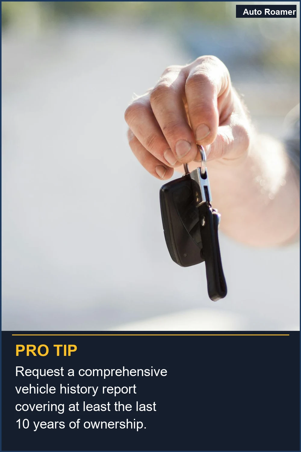 Request a comprehensive vehicle history report covering at least the last 10 years of ownership.