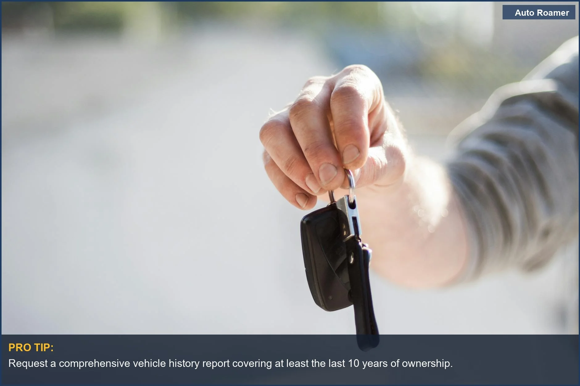Handing over car keys symbolizes a new beginning; ensure it's a safe one by checking accident history.