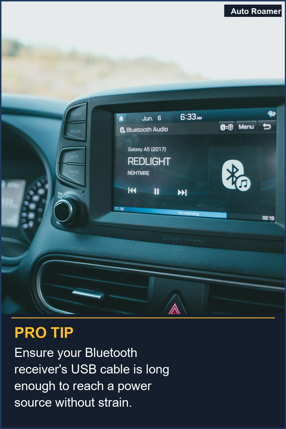 Ensure your Bluetooth receiver's USB cable is long enough to reach a power source without strain.