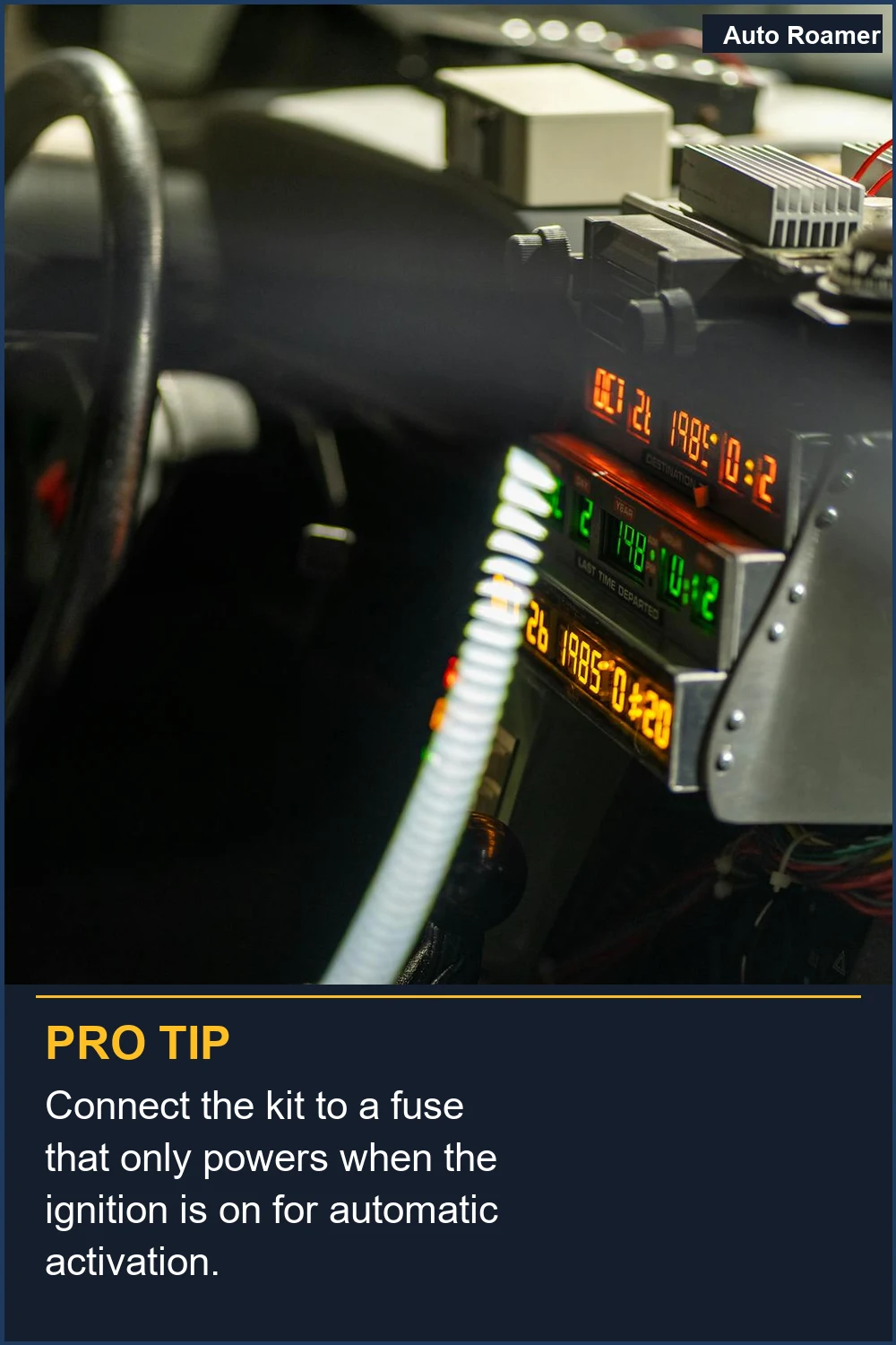 Conecta el kit a un fusible que solo se encienda cuando el contacto esté puesto para una activación automática.