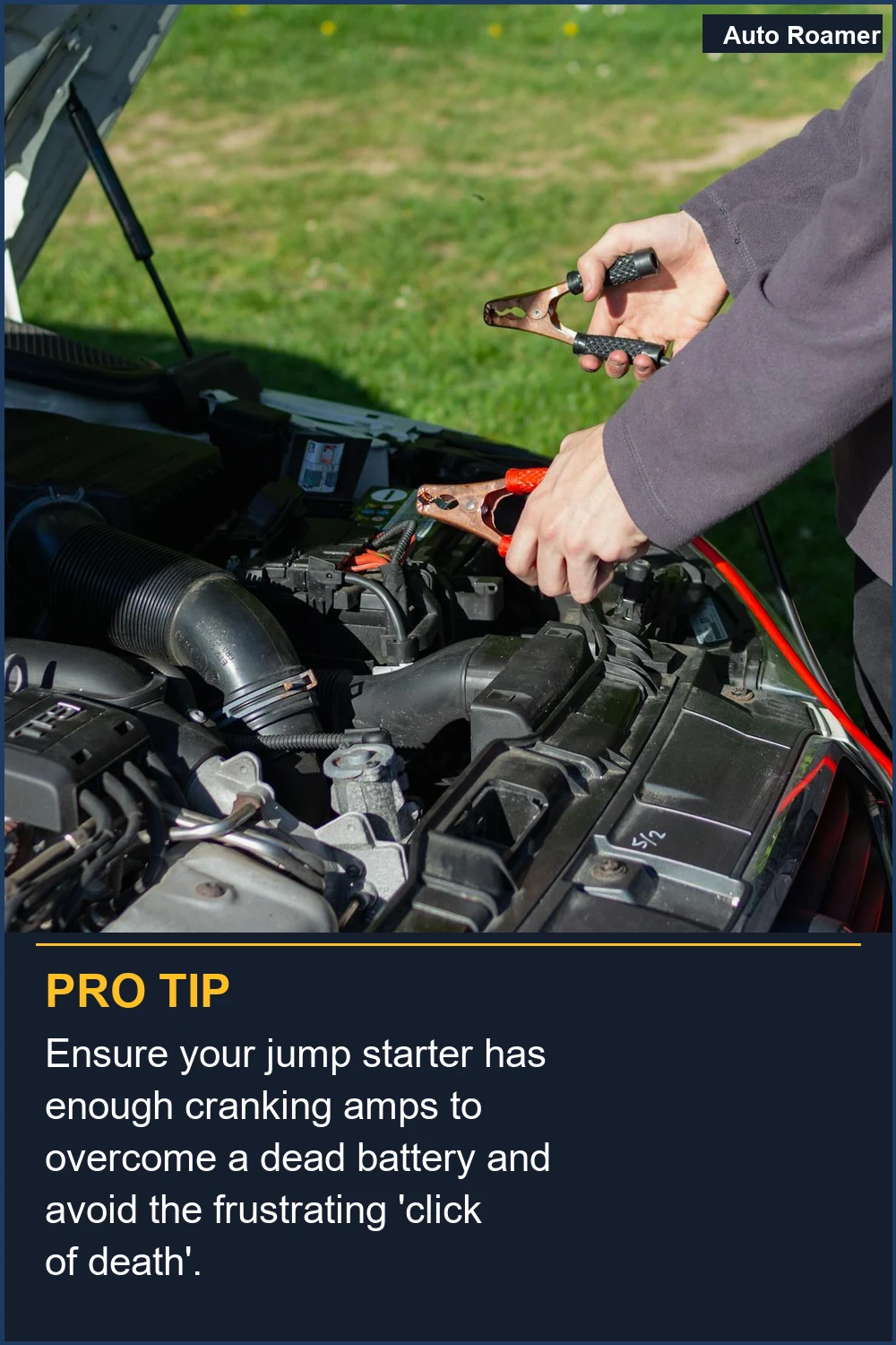 Ensure your jump starter has enough cranking amps to overcome a dead battery and avoid the frustrating 'click of death'.