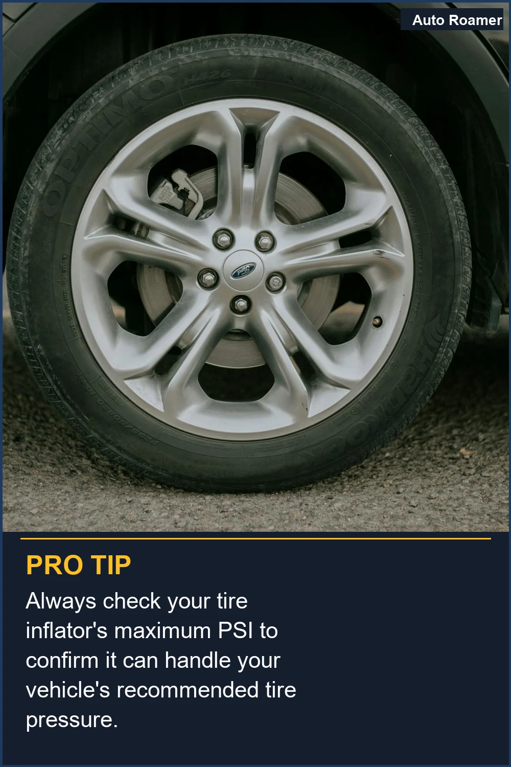 Siempre verifica la presión máxima de tu inflador de neumáticos para confirmar que puede manejar la presión recomendada de los neumáticos de tu vehículo.