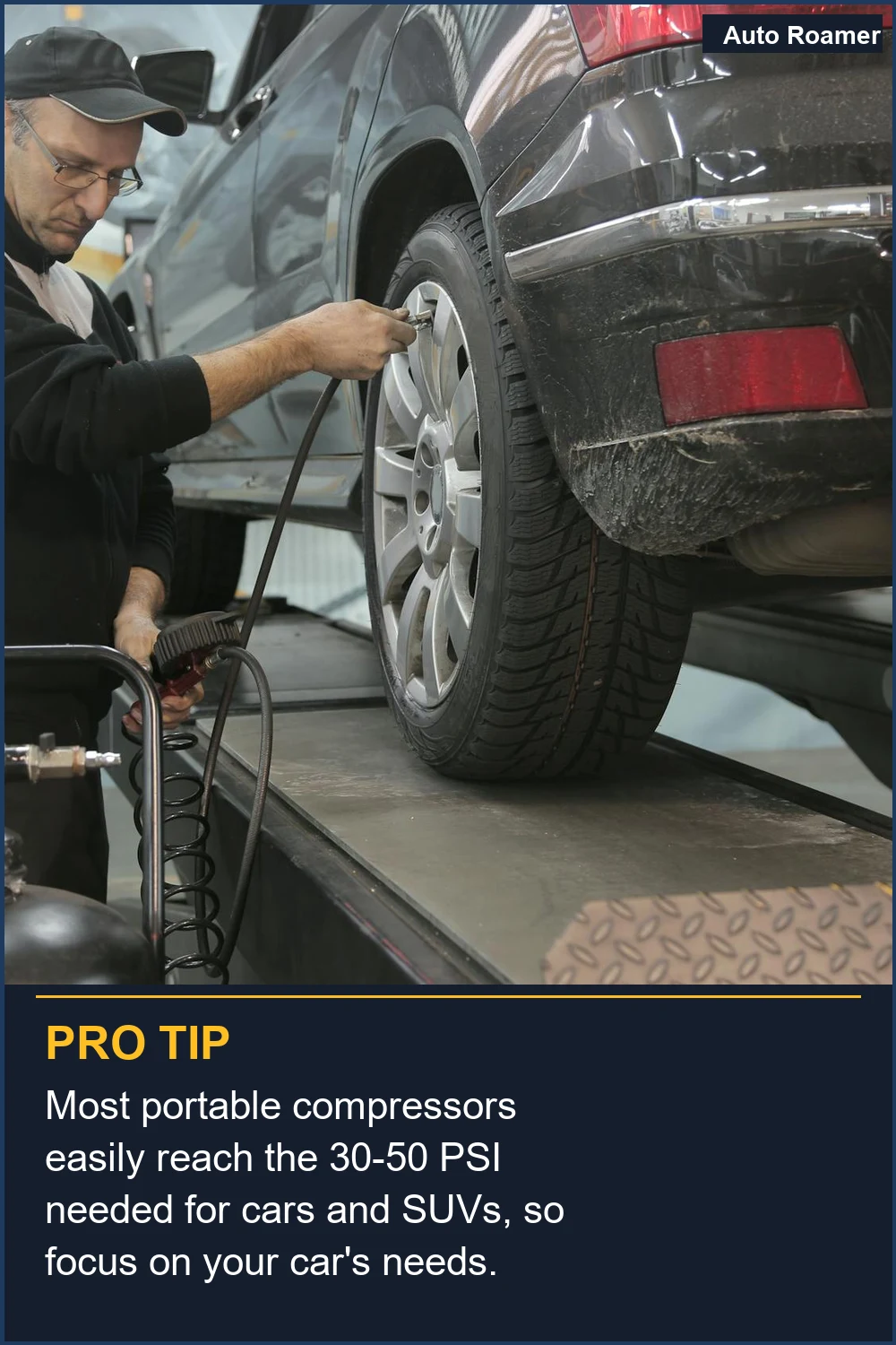 Most portable compressors easily reach the 30-50 PSI needed for cars and SUVs, so focus on your car's needs.