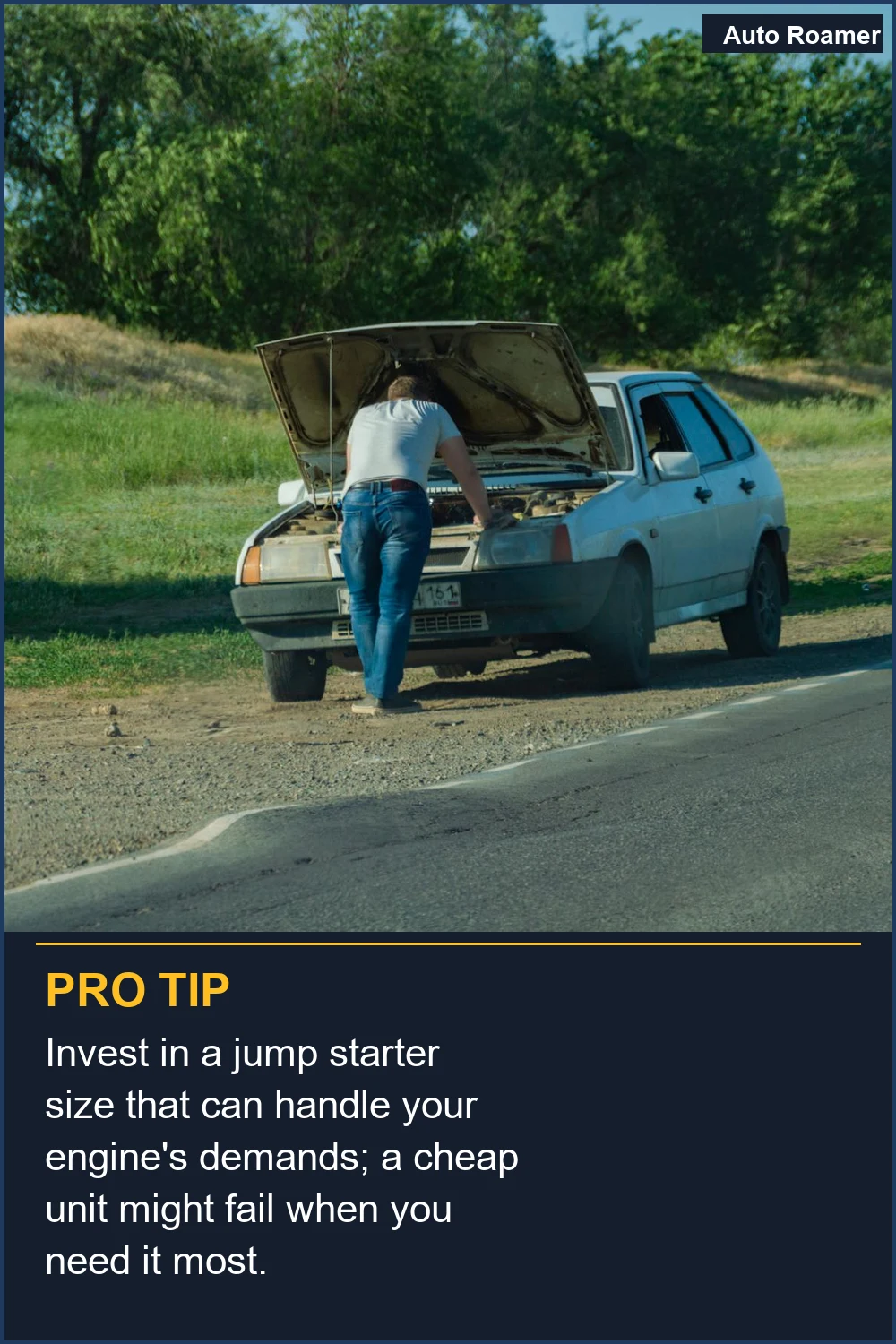 Invest in a jump starter size that can handle your engine's demands; a cheap unit might fail when you need it most.