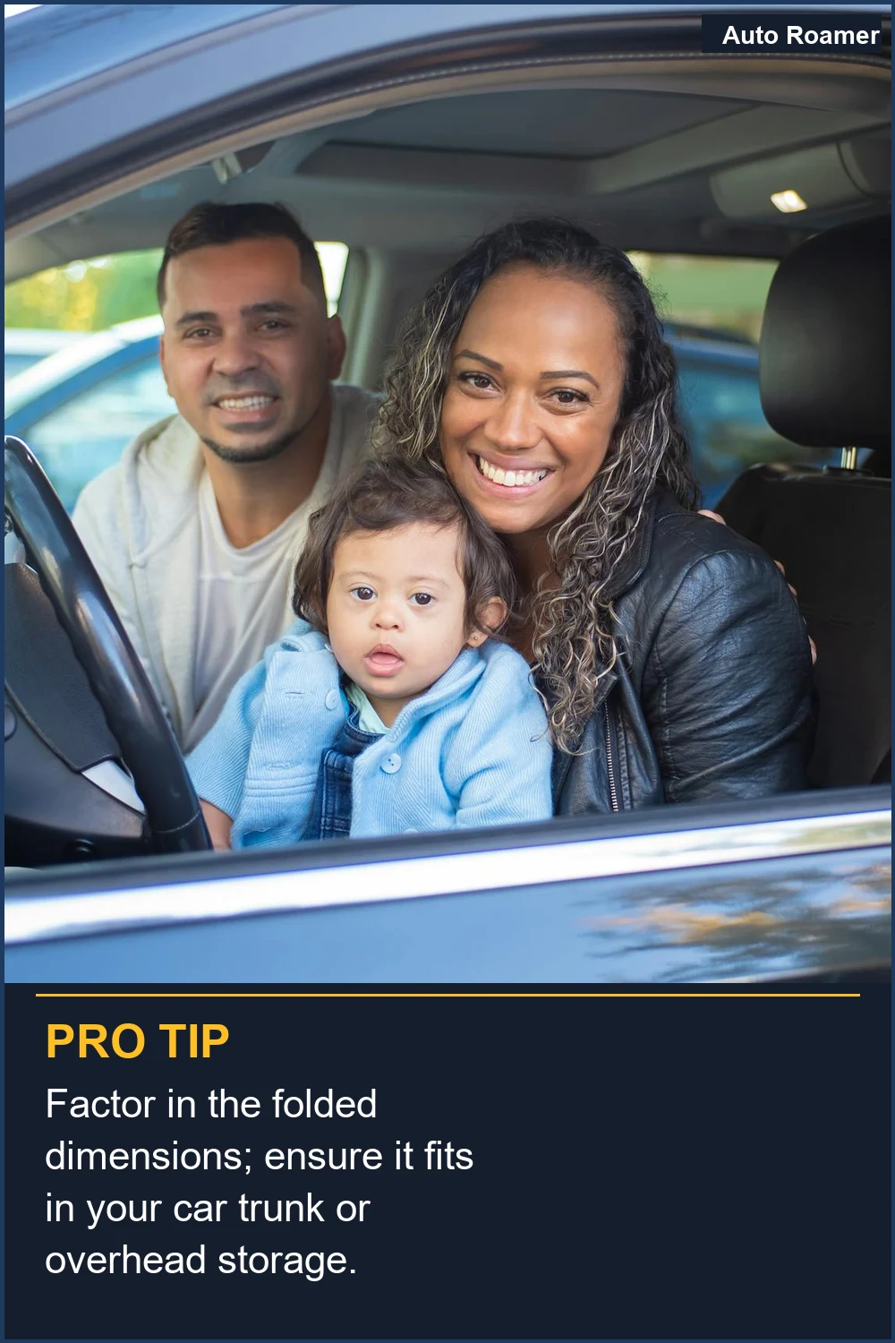 Ten en cuenta las dimensiones plegadas; asegúrate de que quepa en el maletero de tu coche o en el compartimento superior.