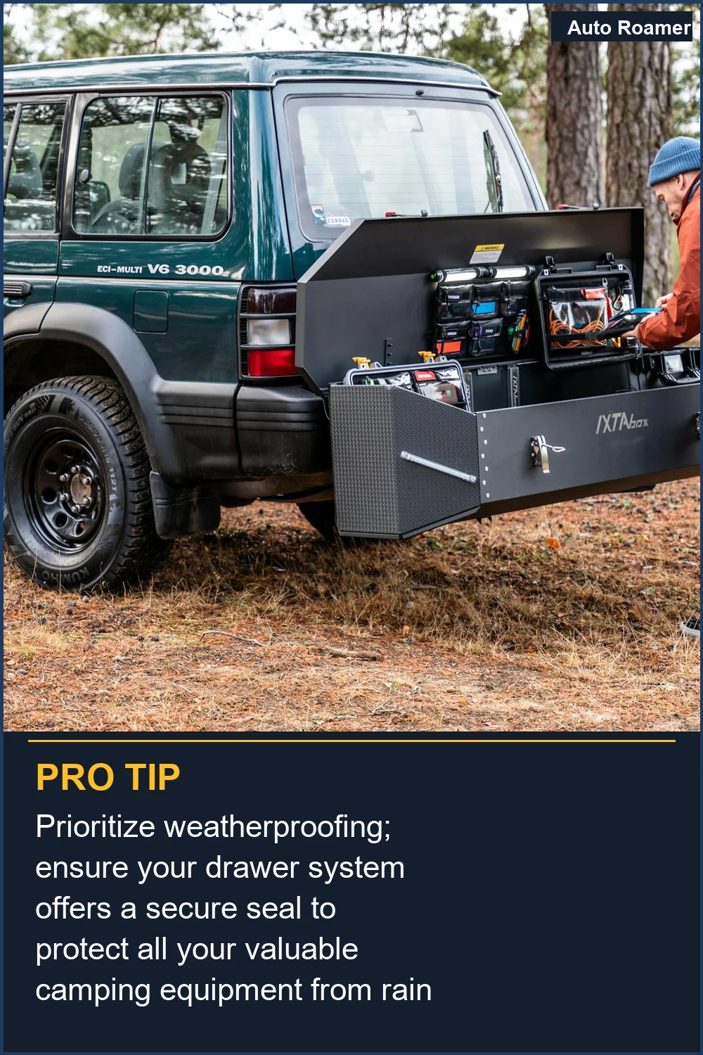 Prioritize weatherproofing; ensure your drawer system offers a secure seal to protect all your valuable camping equipment from rain and dust.