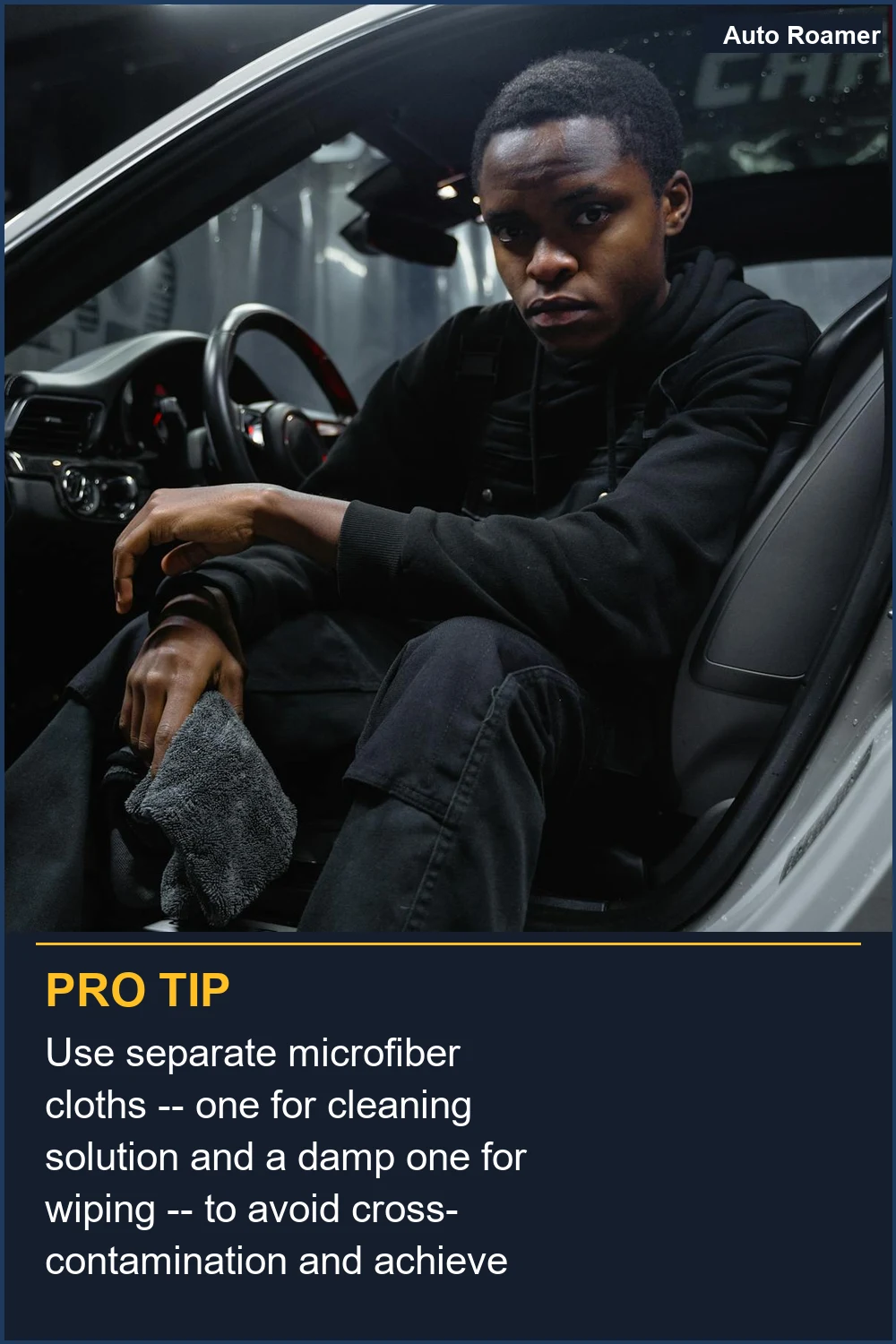 Use separate microfiber cloths -- one for cleaning solution and a damp one for wiping -- to avoid cross-contamination and achieve streak-free surfaces.