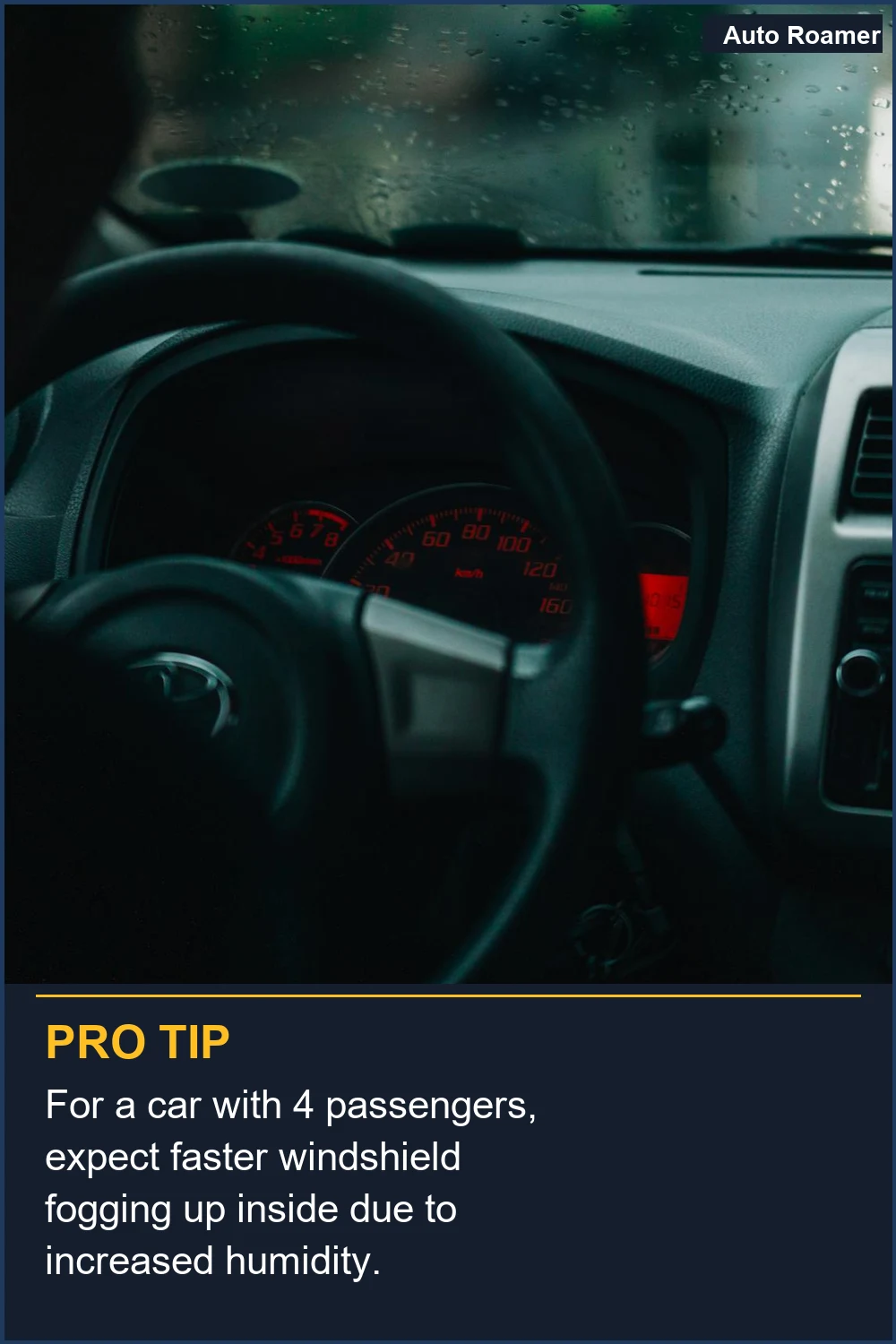 For a car with 4 passengers, expect faster windshield fogging up inside due to increased humidity.
