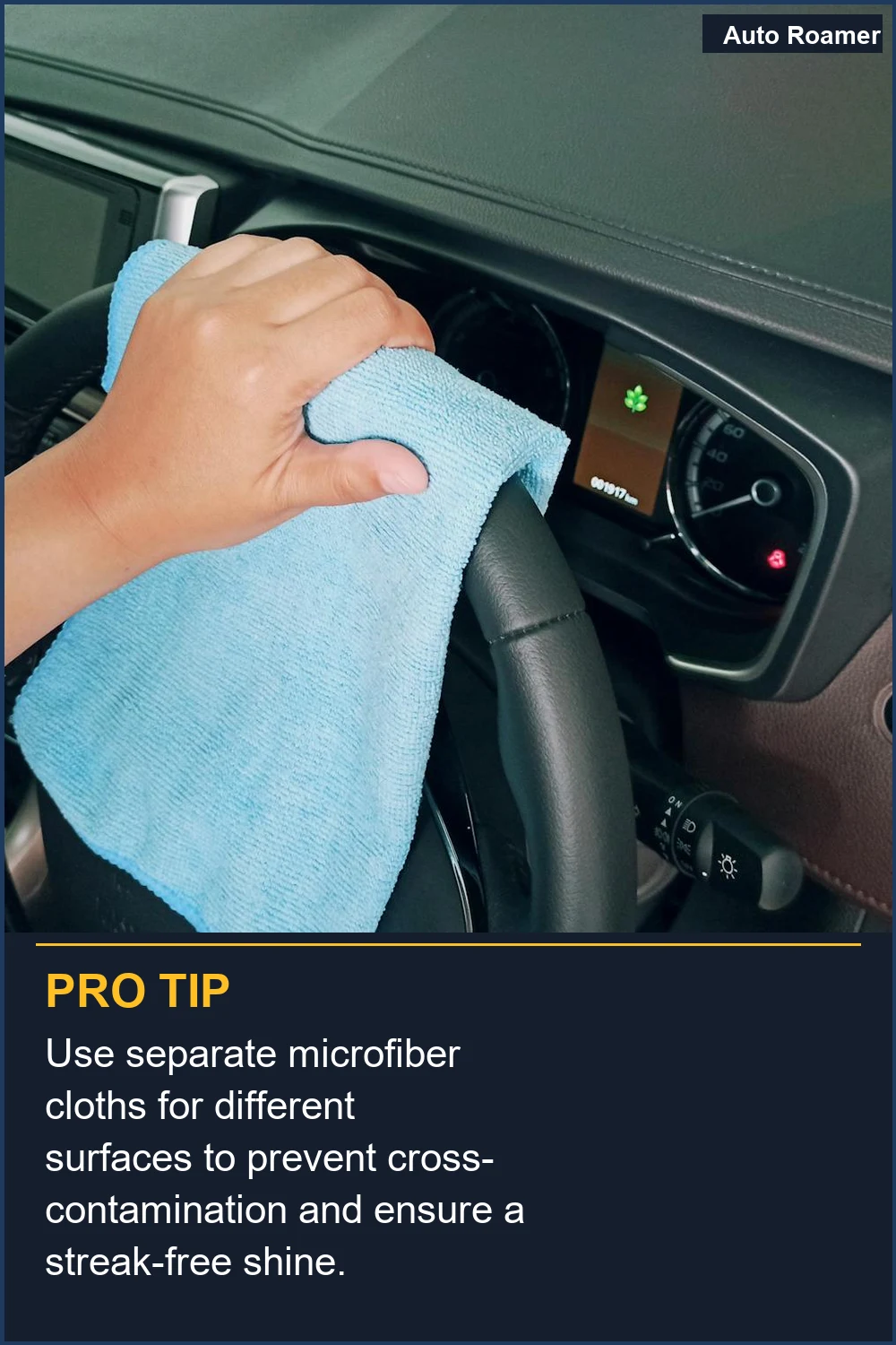 Use separate microfiber cloths for different surfaces to prevent cross-contamination and ensure a streak-free shine.