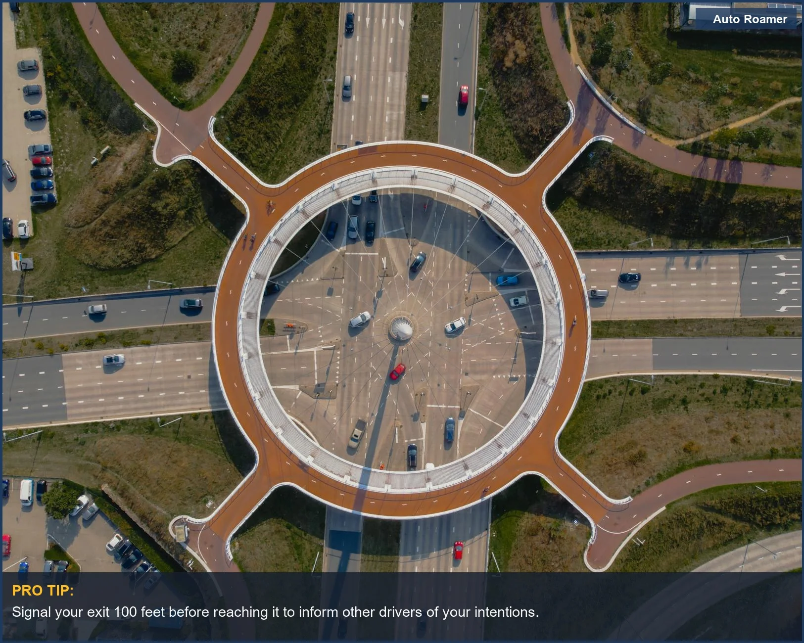Intricate modern roundabout design in Eindhoven, showing roundabout right of way.