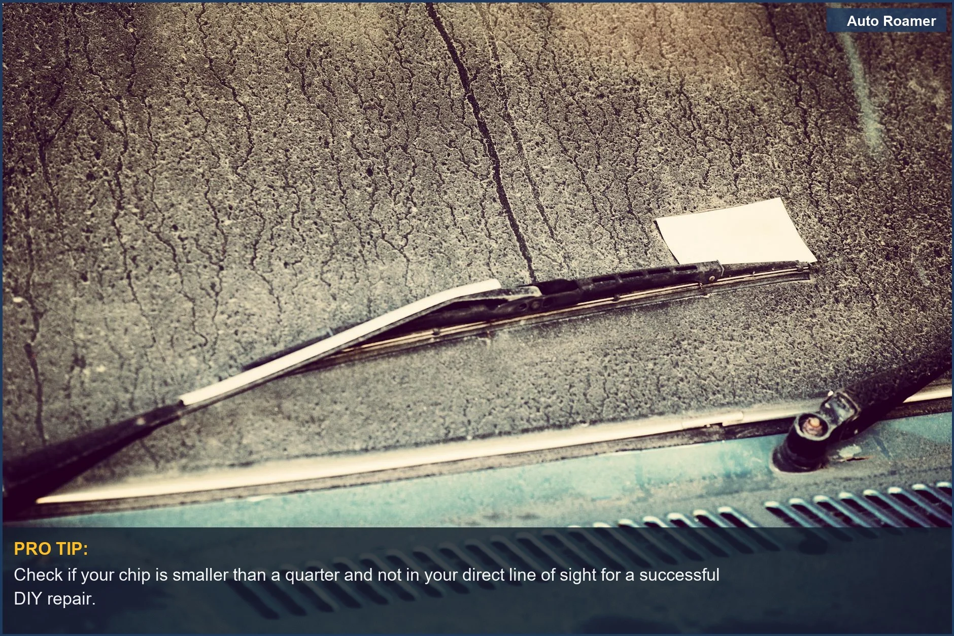 Assess windshield chip size and location before attempting to repair cracked windshield yourself.