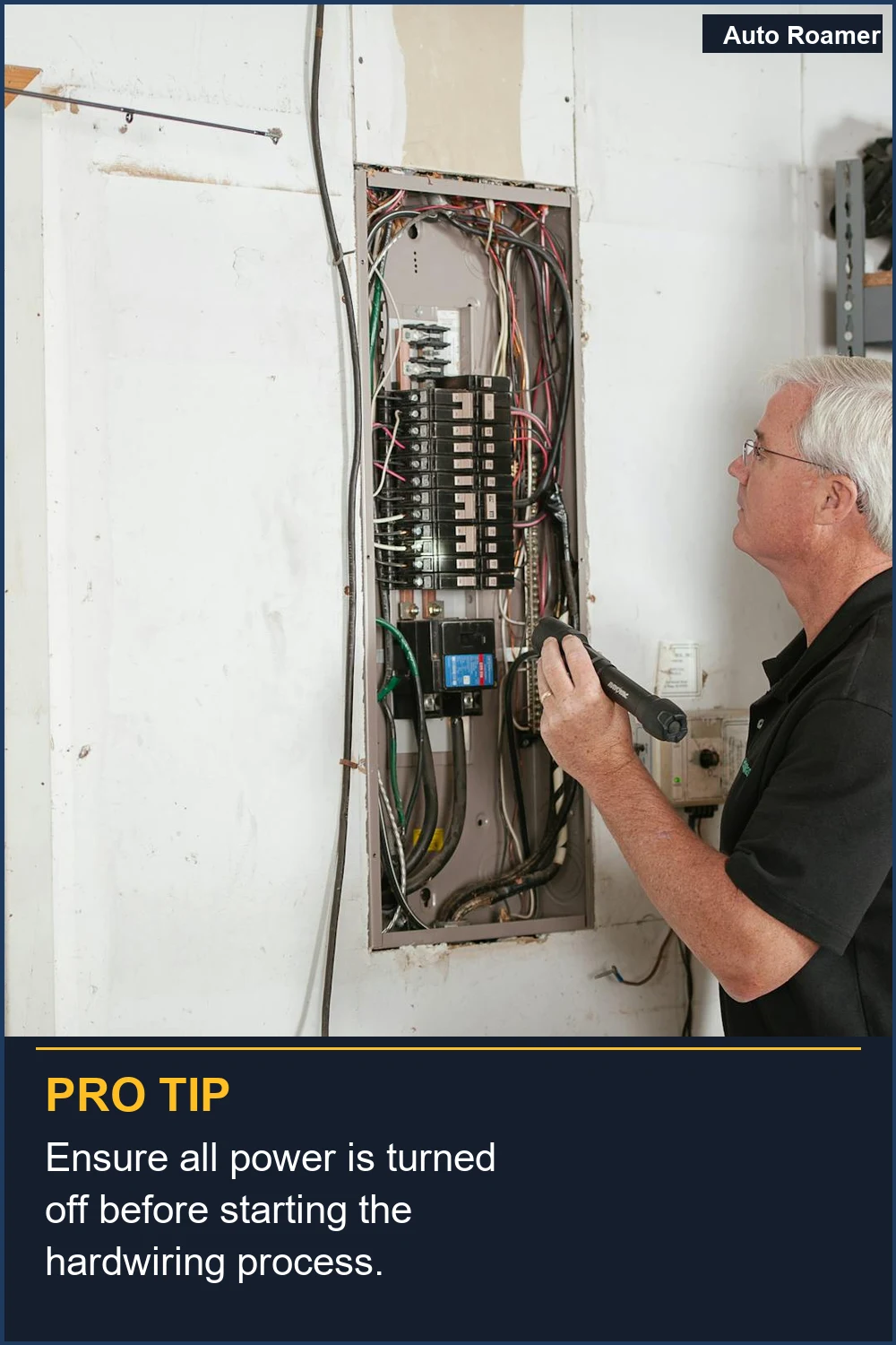 Ensure all power is turned off before starting the hardwiring process.