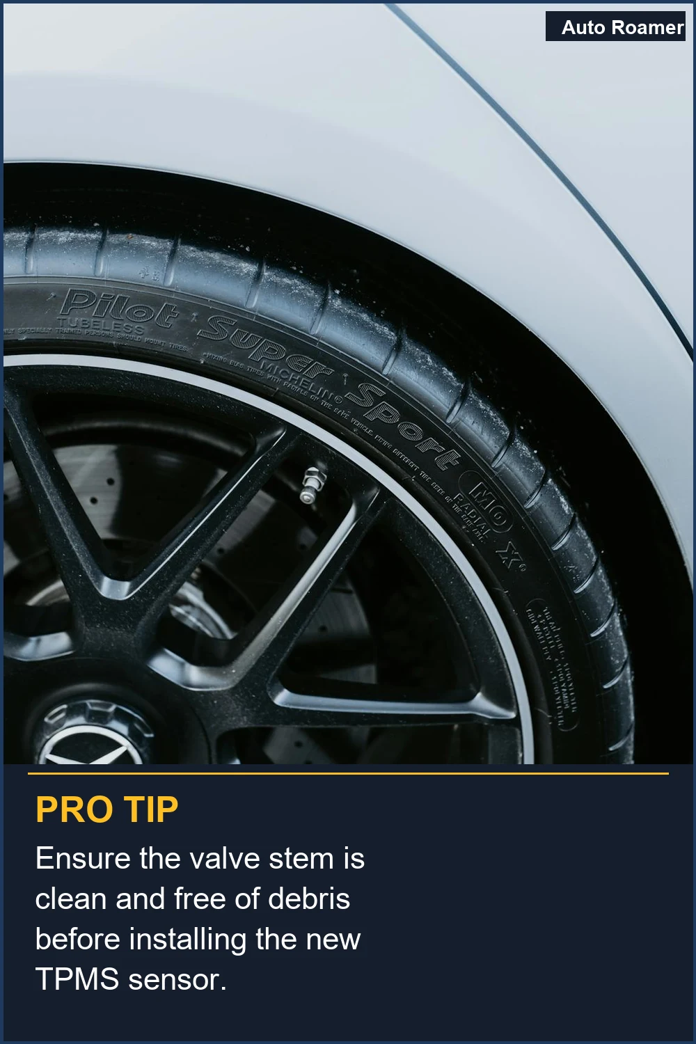 Ensure the valve stem is clean and free of debris before installing the new TPMS sensor.