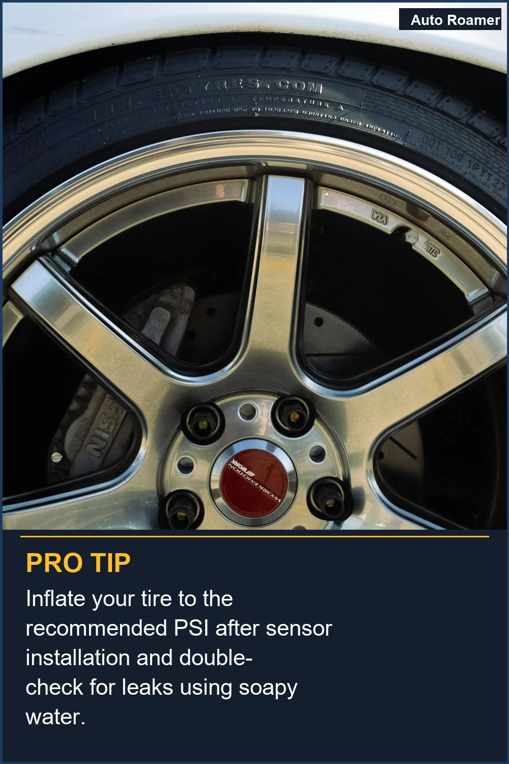 Inflate your tire to the recommended PSI after sensor installation and double-check for leaks using soapy water.