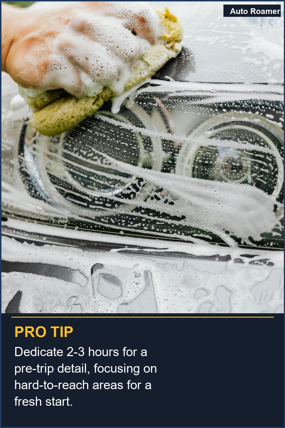 Dedicate 2-3 hours for a pre-trip detail, focusing on hard-to-reach areas for a fresh start.