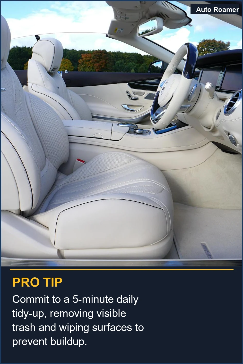 Commit to a 5-minute daily tidy-up, removing visible trash and wiping surfaces to prevent buildup.