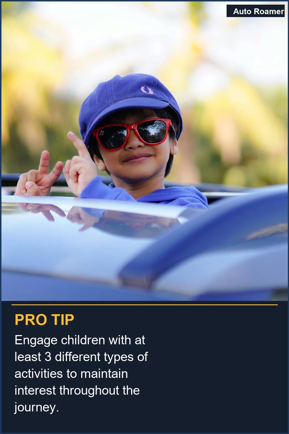 Engage children with at least 3 different types of activities to maintain interest throughout the journey.