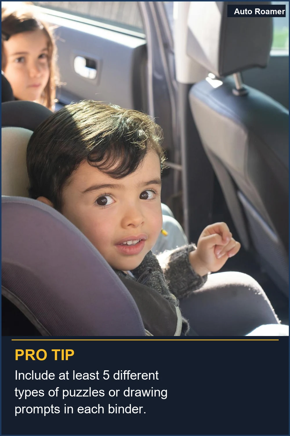 Include at least 5 different types of puzzles or drawing prompts in each binder.