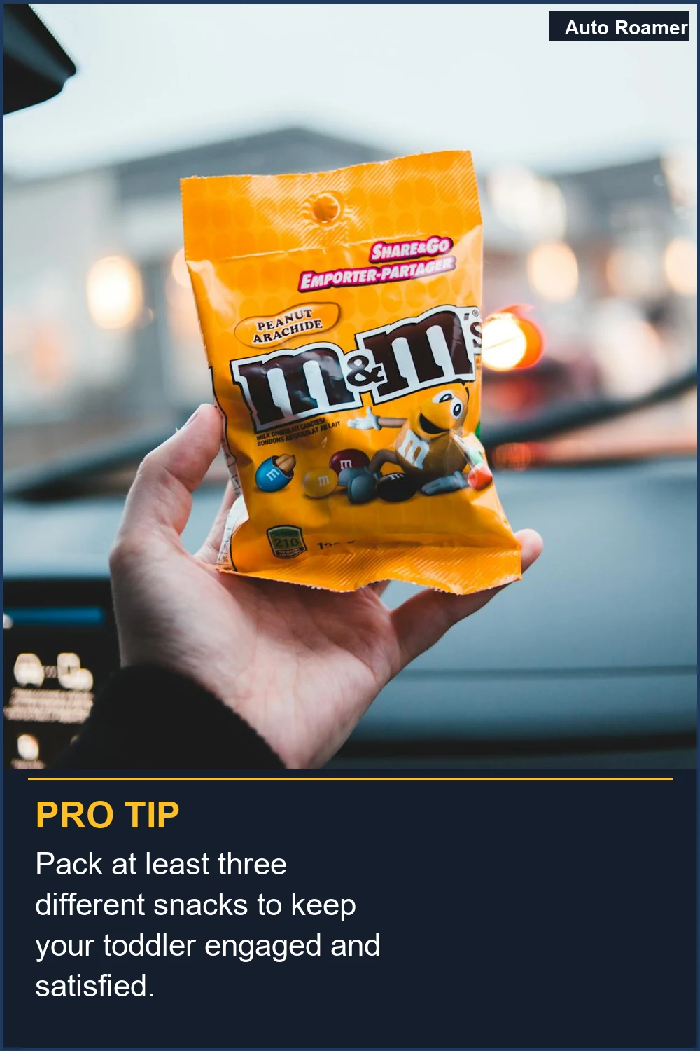 Pack at least three different snacks to keep your toddler engaged and satisfied.