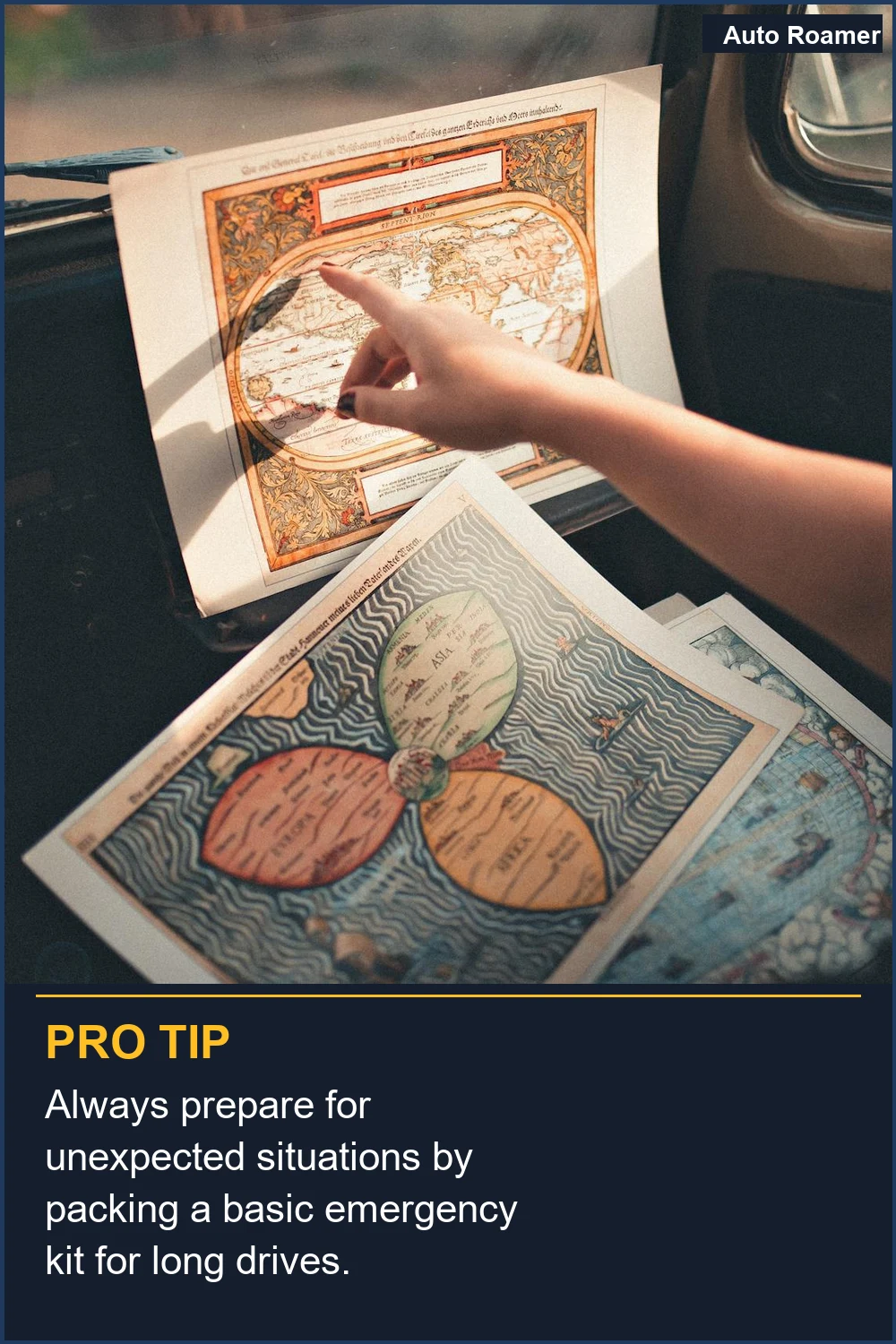 Always prepare for unexpected situations by packing a basic emergency kit for long drives.