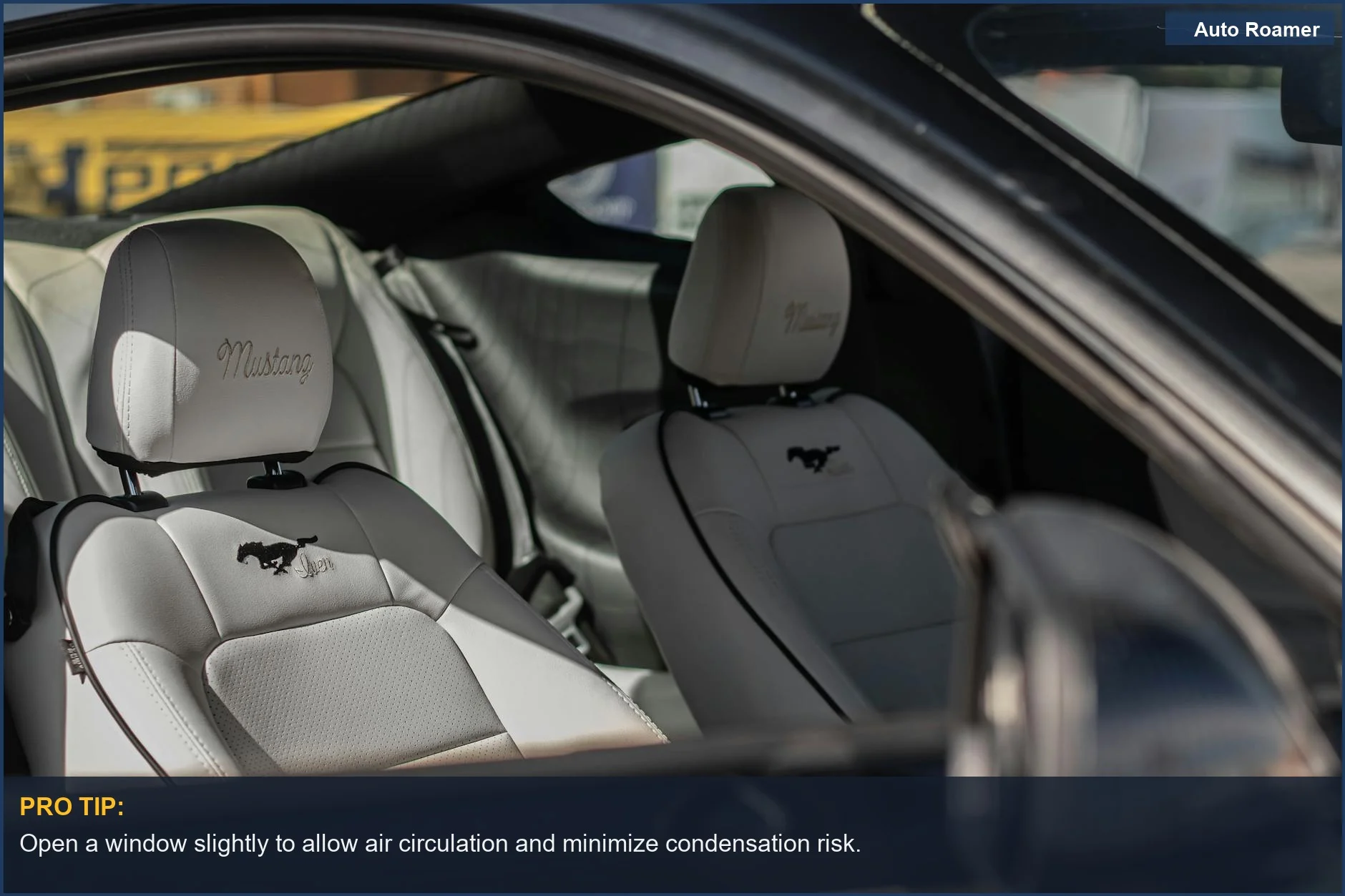 Comfortable Ford Mustang interior featuring premium leather seats for relaxation.
